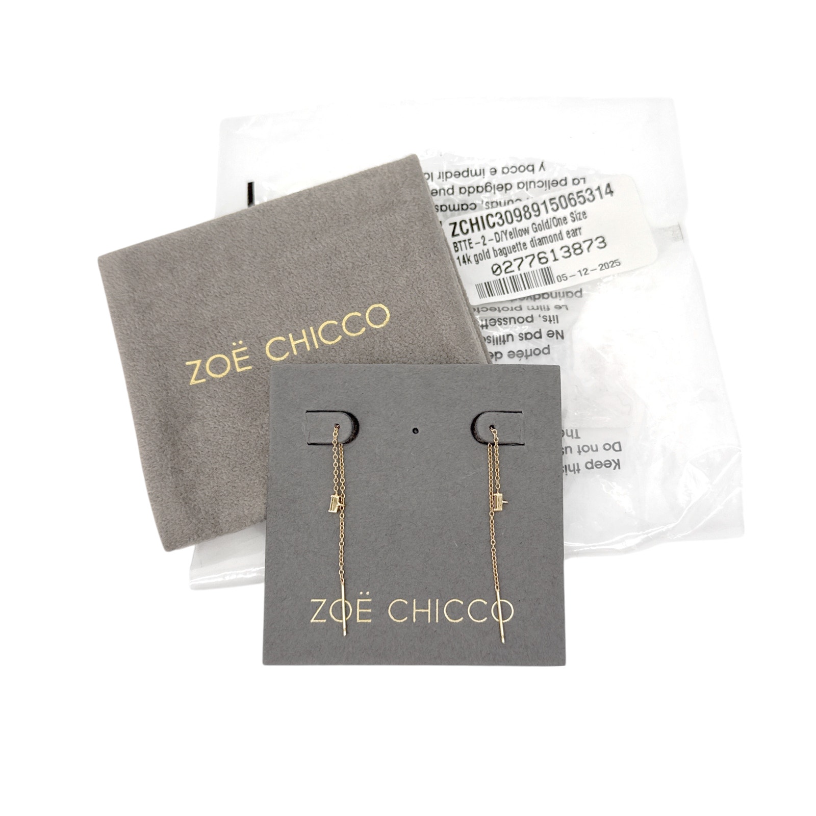 Zoe Chicco 14k Gold Baguette Diamond Loop Threader Earrings Gold — image 8 of 8